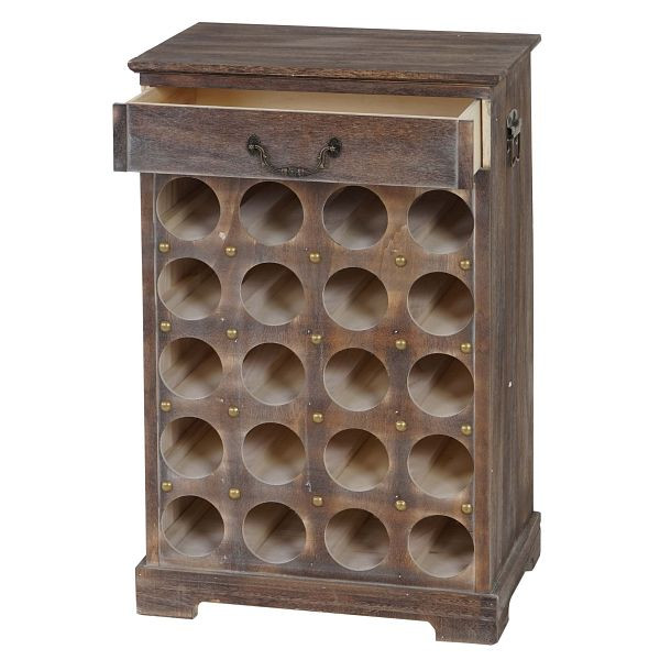 Mendler Lucan T324 wijnrek, flessenrek voor 20 flessen, 76x48x31cm, shabby look, vintage, bruin, 37467