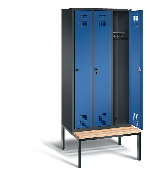 C+P Evolo kleerkast, H2090xB900xD815mm, kleur: zwartgrijs / gentiaanblauw, 48050-30 S10122