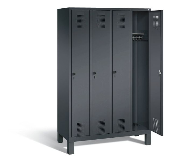 C+P Evolo kleerkast, H1850xB1190xD500mm, kleur: zwart-grijs, 48010-40 S10068