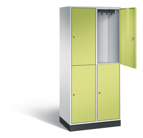 C+P locker dubbellaags XL Intro, H1950xW820xD490mm, kleur: lichtgrijs / virid groen, 8270-202 S10042