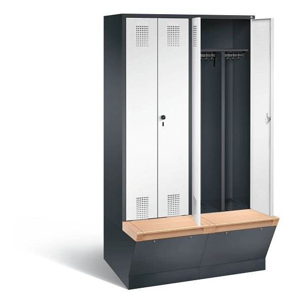 C+P zwart wit kastje Evolo, H2090xW1190xD815mm, kleur: zwart grijs / verkeerswit, 48056-40 S10372