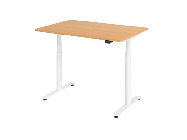 Hammerbacher zit-sta bureau elektrisch 120x80cm beuken/wit, VXDLR12/6/W
