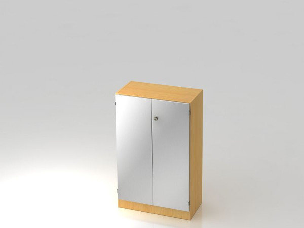Hammerbacher kast 3OH met onderplaat gestreepte greep beuken/zilver, 80x42x127 cm (BxDxH), V6550/6/S/SG