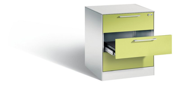 C+P archiefkast Asisto, H710xB562xD600mm, kleur: lichtgrijs / virid groen, beugelgreep, 146274-322 S10093