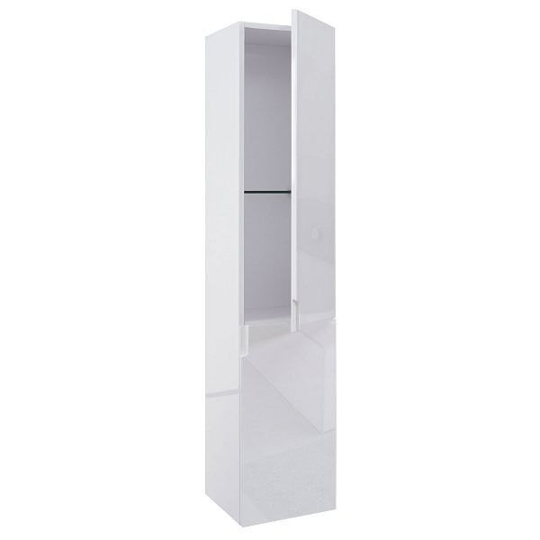 Mendler wandkast HWC-B19, midi kast hoge kast badkamer badkamermeubel, hoogglans 150x30cm, wit, 57618