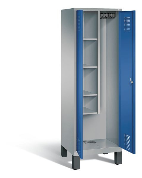 C+P reinigingsmiddelenkast Evolo, H1850xB610xD500mm, kleur: wit aluminium / gentiaanblauw, 48110-00 S10092