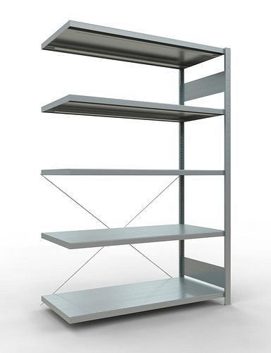 Schulte legbordstelling, aanbouwpaneel, 5 opbergniveaus, kruisschoor, vakbelasting 250 kg, 1306 x 636 x 2000 mm, 278770