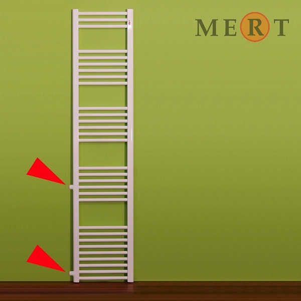 MERT vervangingsradiator wit, recht, 400 x 1800 mm, aansluitafstand aan de zijkant 900 mm, 1-40x180-ASR-90