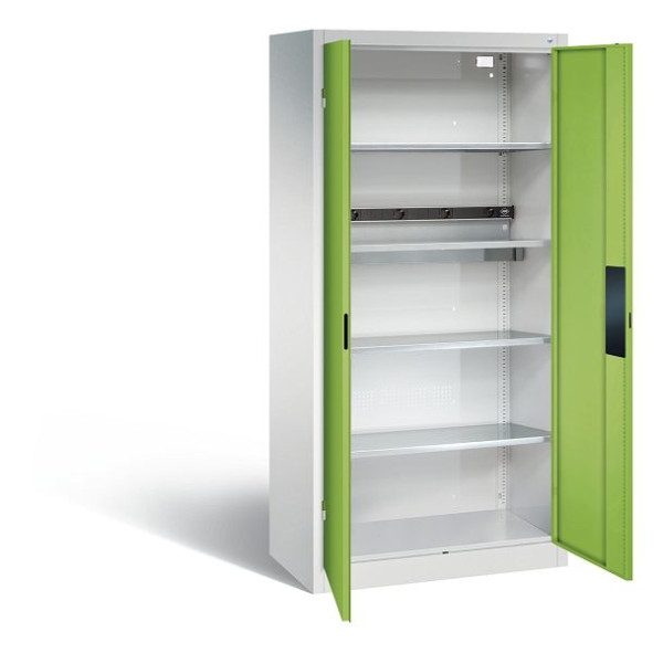 C+P accu laadkast serie 89, H1950xW930xD500mm, kleur: lichtgrijs / virid groen, verzonken handgreep, 8921-05E1 S10003