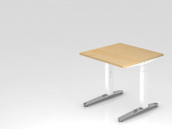 Hammerbacher bureau C-poot 80x80cm esdoorn/wit, gepolijst, rechthoekige vorm, VXB08/3/WC