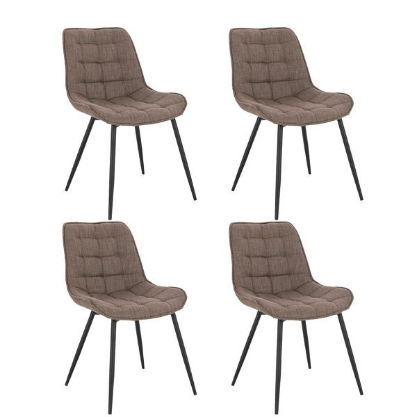 HOME DELUXE gestoffeerde eetkamerstoel set van 4 IKALO – geweven stof grijs/bruin, 50865
