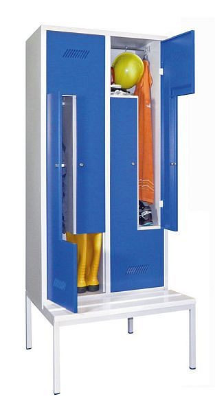 Pavoy Z-Schrank mit Sitzbank 2100/500/800, 2 Abteile, Zylinderschloss, Lüftungsschlitze, PVC-Leisten, 60263-412-021-910