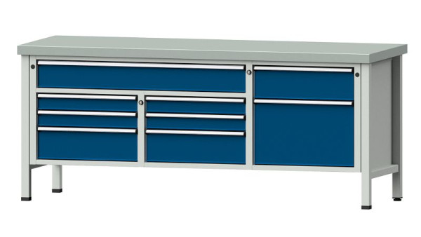 ANKE werkbanken kistwerkbank, model 282 V, 2000 x 700 x 850 mm, RAL 7035/5010, ZBP 50 mm, 304.546