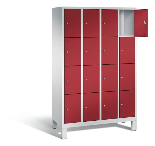 C+P lockerkast Evolo, H1850xW1190xD500mm, kleur: lichtgrijs/robijnrood, 48010-404 S10055