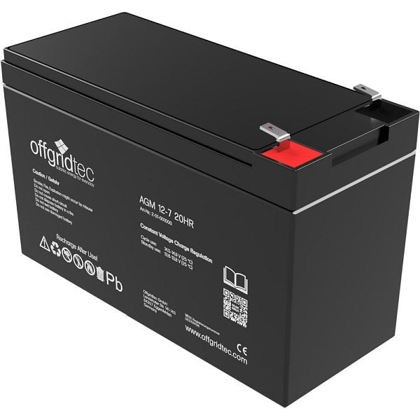 Offgridtec AGM 7Ah 20HR 12V - zonneaccu accu extreem fietsbestendig, 2-01-001000