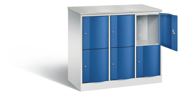 C+P lockerkast Resisto, H1077xB1148xD540mm, kleur: lichtgrijs / gentiaanblauw, 8472-372 S10155