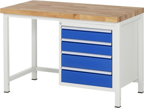RAU werkbank serie 8000 - frameconstructie (gelast frame), 4 x laden, 1250x840x700 mm, 03-8162A1-127B4S.11