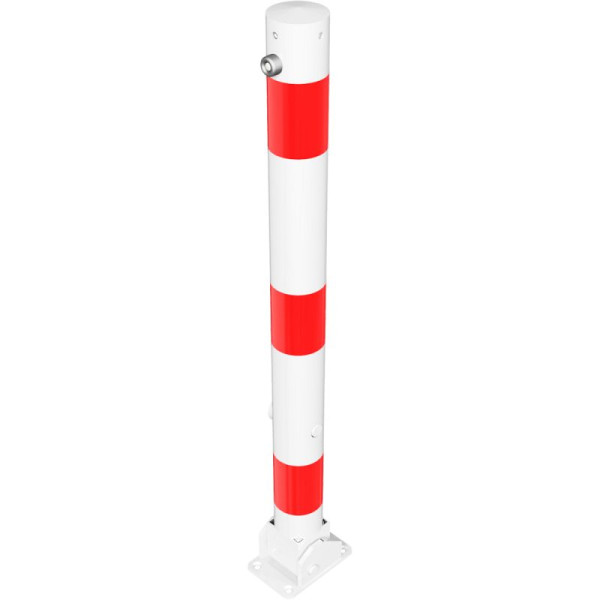 Stone HGS afzetpaal -Bollard- Ø 76 mm, met driehoekige sluiting, sluiting onderaan, voor pluggen, wit met 3 rode reflecterende strepen, zonder oogjes, 476fub