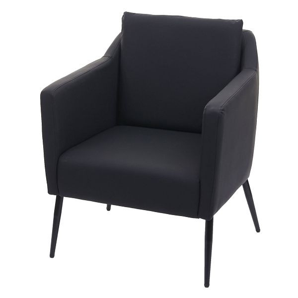 Mendler fauteuil HWC-H93a, fauteuil cocktailstoel relaxstoel, imitatieleer zwart, 74708