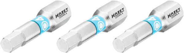 Hazet bit, massief zeskant 6,3 (1/4 inch), binnenzeskant profiel, 4 mm, aantal gereedschappen: 3, sleutelwijdte: 4 mm, 2204N-4/3