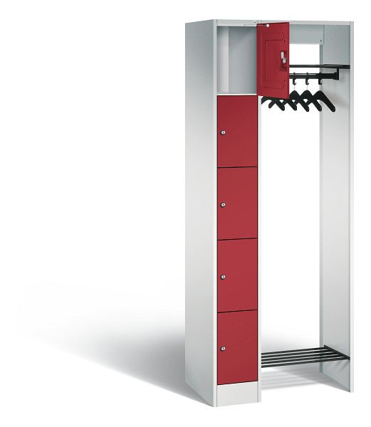 C+P open garderobe serie 8070, H1950xW740xD480mm, kleur: lichtgrijs/robijnrood, 80700-00 S10007