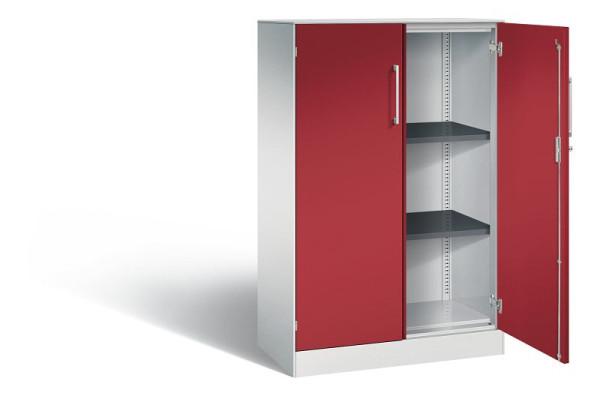 C+P vleugeldeurkast Asisto, H1310xB800xD435mm, kleur: lichtgrijs/robijnrood, beugelgreep, 3 niveaus, 141033-000 S10178