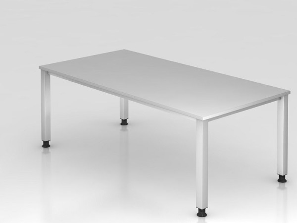 Hammerbacher bureau 4-poots vierkant 200x100cm grijs, rechthoekige vorm, VQS2E/5/S