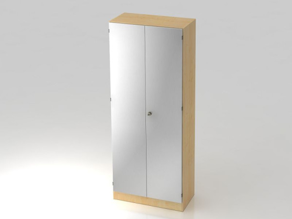 Hammerbacher kast 5OH met onderplaat gestreepte handgreep esdoorn/zilver, 80x42x200,4 cm (BxDxH), V6100/3/S/SG