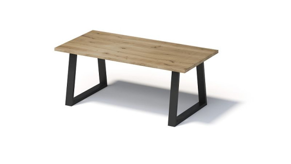 Bisley Fortis Table Regular, 2000 x 1000 mm, rechte rand, geolied oppervlak, T-frame, oppervlak: naturel / framekleur: zwart, F2010TP333