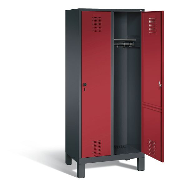 C+P Evolo kleerkast, H1850xW810xD500mm, kleur: zwart-grijs/robijnrood, 48010-22 S10126