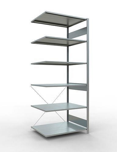 Schulte legbordstelling, aanbouwpaneel, 6 opbergniveaus, kruisschoor, vakbelasting 150 kg, 1006 x 836 x 2500 mm, 278706