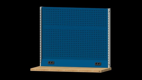 ANKE werkbanken basisstructuur systeemopbouw, 1480 x 107 x 1200 mm, RAL 7035/5010, dubbele sokkel, 340.356