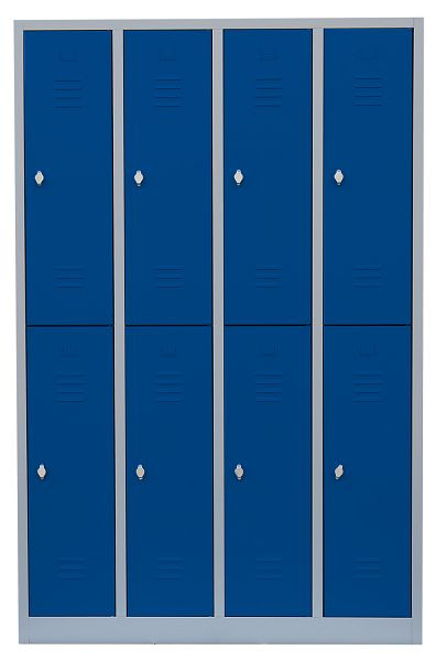 Lüllmann stalen kledingkast/garderobe, 1800 x 1170 x 500 mm, lichtgrijs/gentiaanblauw, 520241