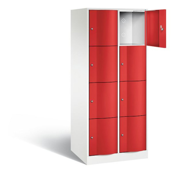 C+P XL lockerkast Resisto, H1950xB772xD640mm, kleur: verkeerswit / vuurrood, 8470-273 S10040