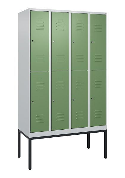 C+P dubbeldekskast Classic PLUS, frame, 4 vakken, 2120x1200x500mm, 7035/6011, cilindersloten, 0803307-40 S10021