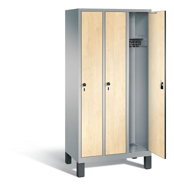 C+P Evolo kleerkast, H1850xB900xD500mm, kleur: wit aluminium / Donau esdoorn decor, 48010-30 S10823