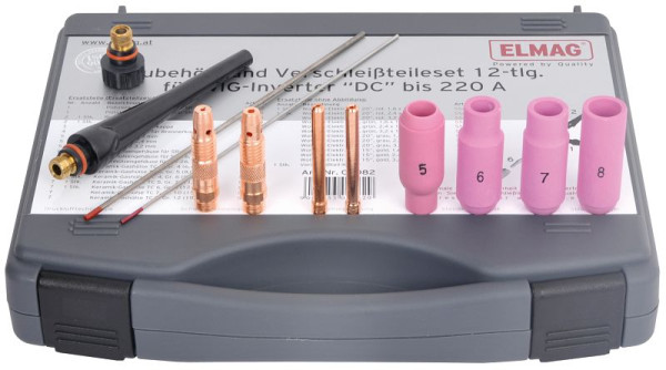 ELMAG TIG slijtdelenset 12-delig SR 18/26 voor 'DC' tot 250 A, 00082