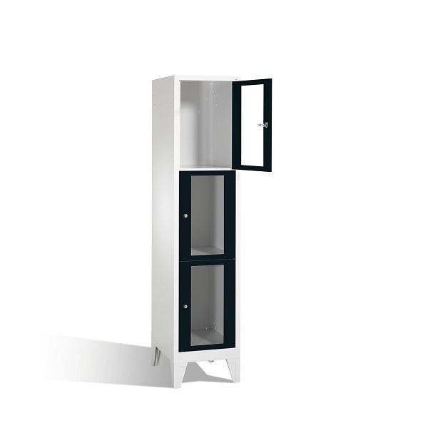 C+P lockerkast Classic, H1850xB420xD500mm, kleur: lichtgrijs / zwartgrijs, 8010A123 S10006