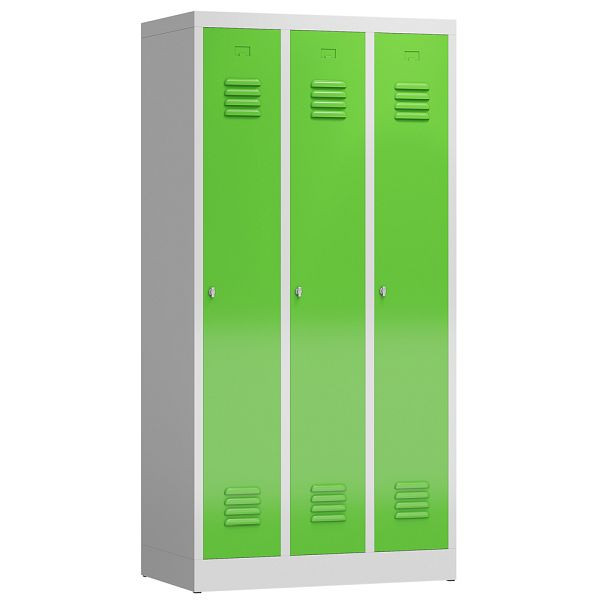 Lüllmann ClassiX kledingkast, 3 vakken, 1800 x 870 x 500 mm, lichtgrijs/geelgroen, X-510135