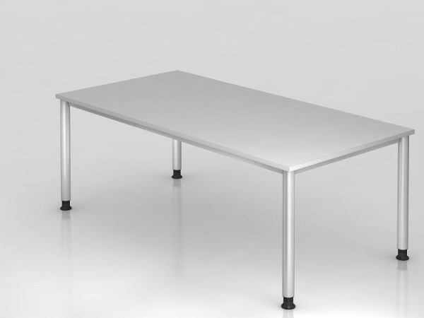 Hammerbacher bureau 4 voet rond 200x100cm grijs/zilver, rechthoekige vorm, VHS2E/5/S