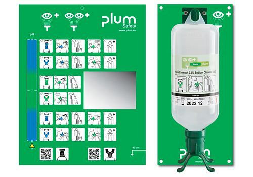 Plum Wandstation mit Augenspülflaschen Duo, 1000 ml Kochsalzlösung, 188945