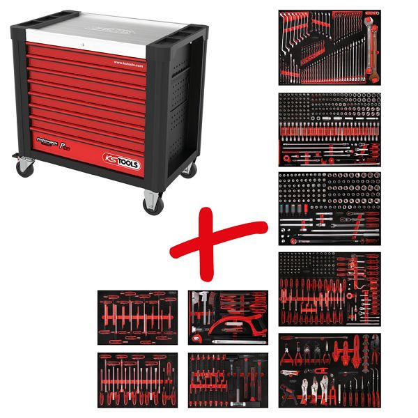 KS Tools PERFORMANCEplus werkplaatswagenset P30, met 706 gereedschap en 7 laden, 830.9706