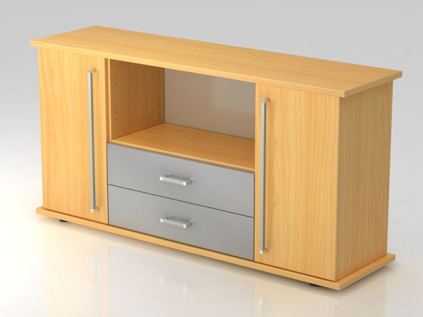 Hammerbacher dressoir 2 deuren, 2 lades, chromen handgreep beuken/beuken, 166,1x44,8x84 cm (BxDxH), VSBTS/6/6/CE