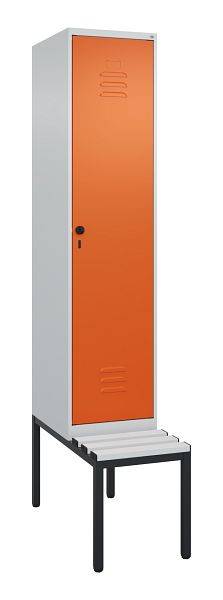 C+P kleedkamerkast Classic PLUS met middenwand, bank, 2120x400x815mm, 7035/2004, veiligheidsdraaigrendel, 0800507-12F S10121