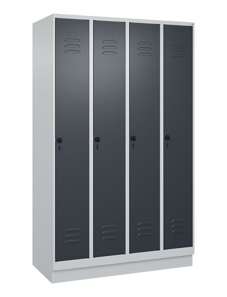 C+P Umkleidespind Classic PLUS, Sockel, 4 Abteile, 1950x1200x500mm, 7035/7016, Drehriegel, 080020-40 S10008