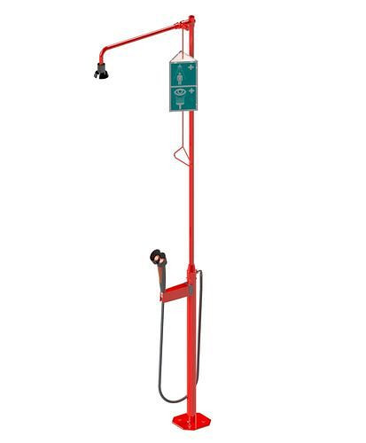 B-SAFETY lichaamsdouche met handoogdouche met 2 douchekoppen, rood, vloermontage, DVGW, 306270