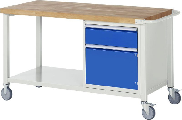 RAU verrijdbare werkbank serie 8000, 1 x lade, 1x draaideur, plank, 1500x880x700 mm, 05-8152A6-157B4S.11