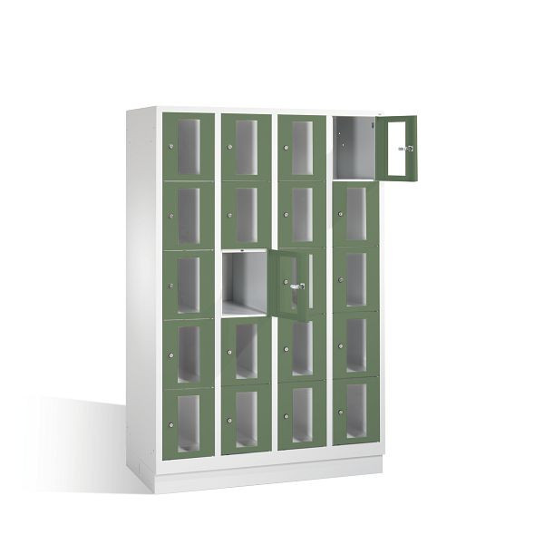 C+P lockerkast Classic, H1800xB1190xD500mm, kleur: lichtgrijs / reseda groen, 8020A405 S10004