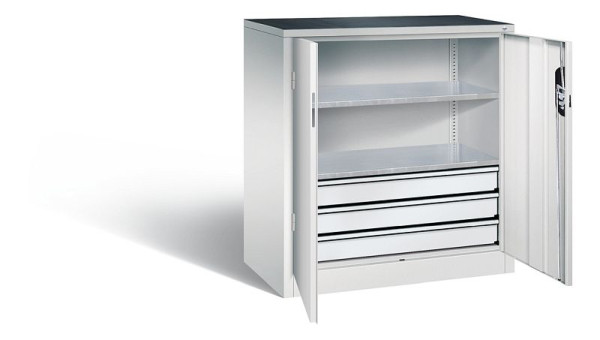 C+P gereedschapskast Acurado, H1000xW930xD500mm, kleur: lichtgrijs, verzonken handgreep, 8821-5035 S10072