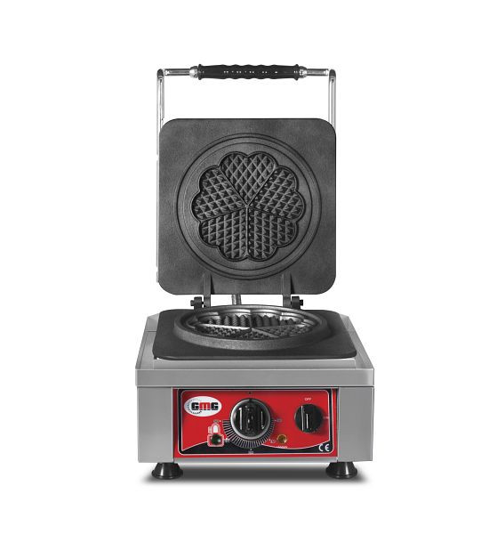 GMG Amore-M wafelijzer, 1x Ø 17cm, 50° tot 300°C, vaste gietijzeren bakplaat, rondom vetvanger, RVS behuizing, KGW-01M